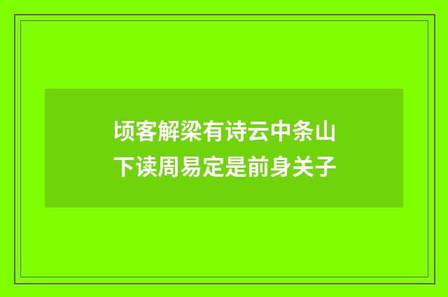 顷客解梁有诗云中条山下读周易定是前身关子