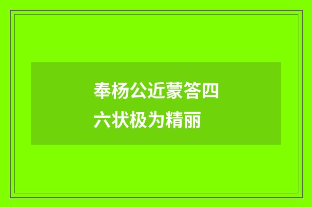 奉杨公近蒙答四六状极为精丽