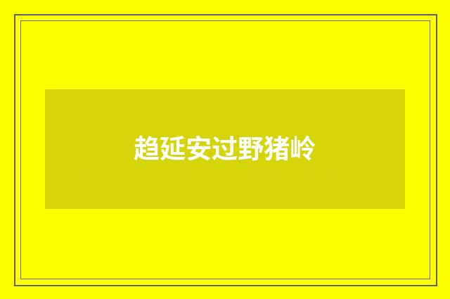 趋延安过野猪岭