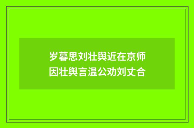 岁暮思刘壮舆近在京师因壮舆言温公劝刘丈合