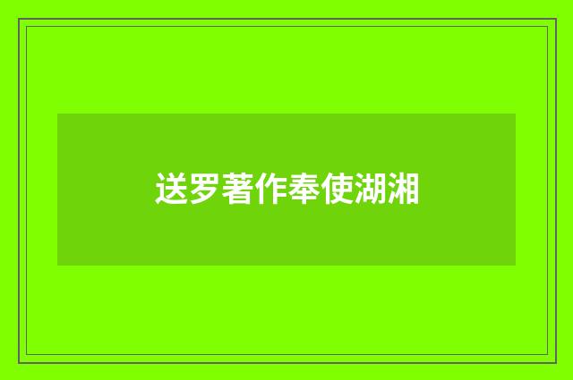 送罗著作奉使湖湘