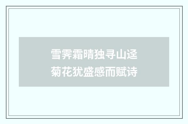 雪霁霜晴独寻山迳菊花犹盛感而赋诗