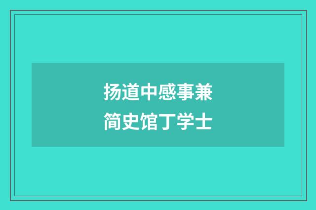 扬道中感事兼简史馆丁学士