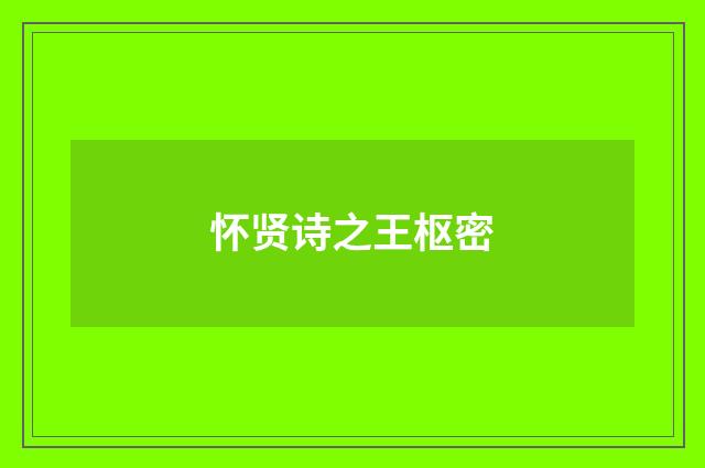 怀贤诗之王枢密