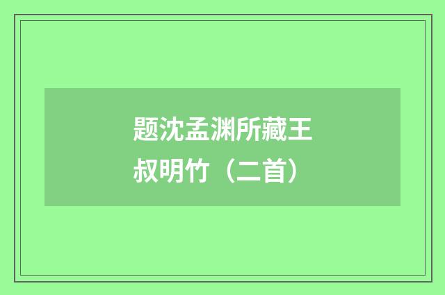 题沈孟渊所藏王叔明竹（二首）