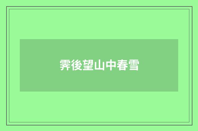 霁後望山中春雪
