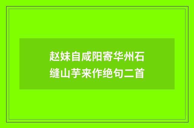 赵妹自咸阳寄华州石缝山芋来作绝句二首