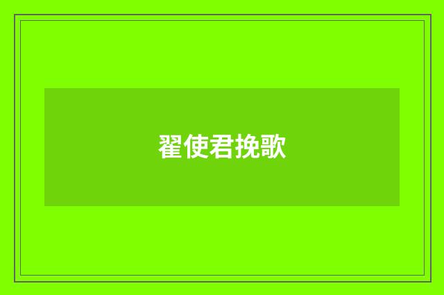 翟使君挽歌