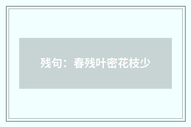 残句：春残叶密花枝少