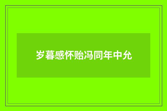 岁暮感怀贻冯同年中允