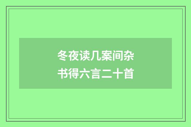 冬夜读几案间杂书得六言二十首