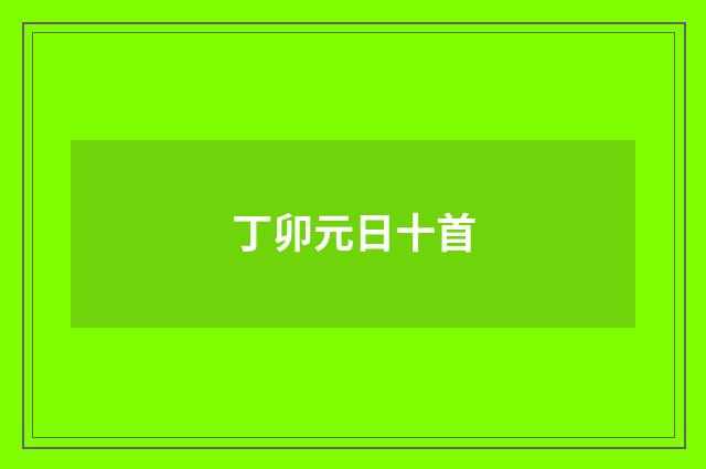 丁卯元日十首