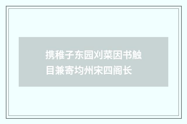 携稚子东园刈菜因书触目兼寄均州宋四阁长