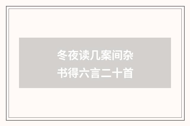 冬夜读几案间杂书得六言二十首