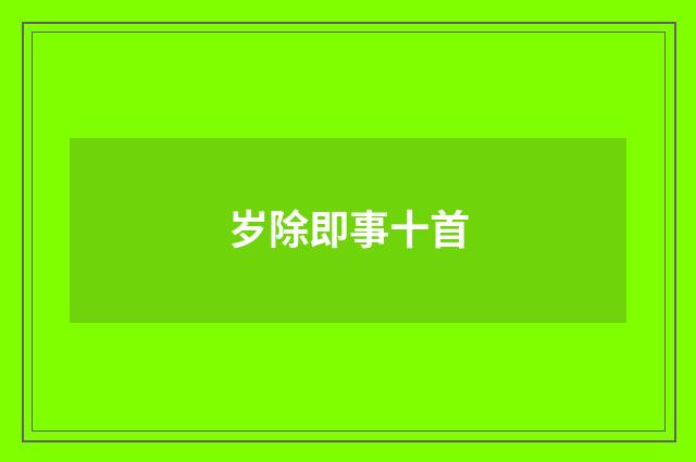 岁除即事十首