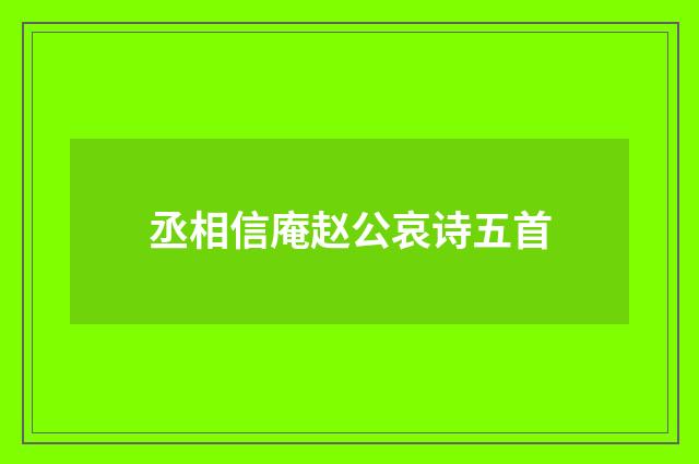 丞相信庵赵公哀诗五首