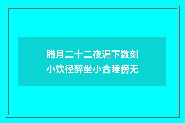 腊月二十二夜漏下数刻小饮径醉坐小合睡傍无