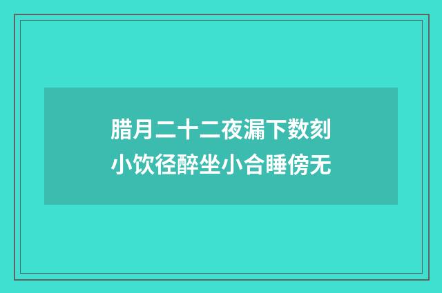 腊月二十二夜漏下数刻小饮径醉坐小合睡傍无