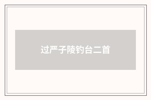 过严子陵钓台二首
