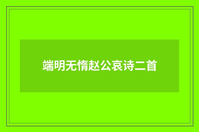 端明无惰赵公哀诗二首