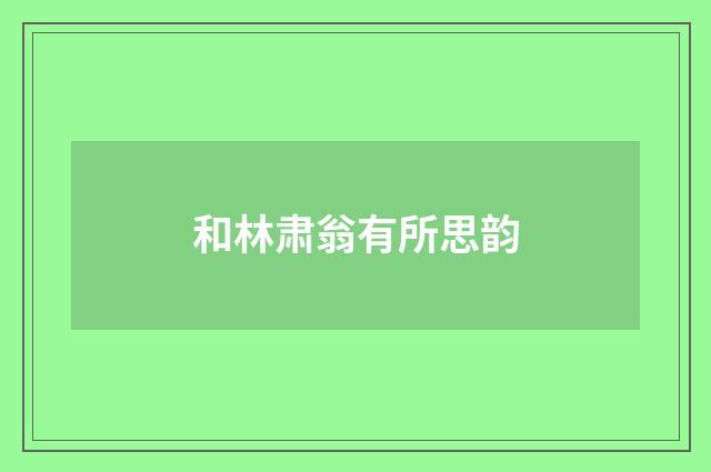 和林肃翁有所思韵