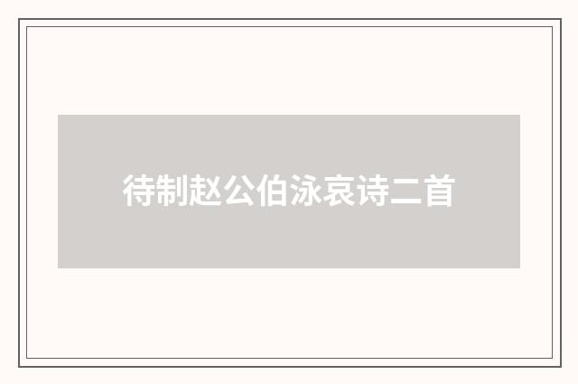 待制赵公伯泳哀诗二首