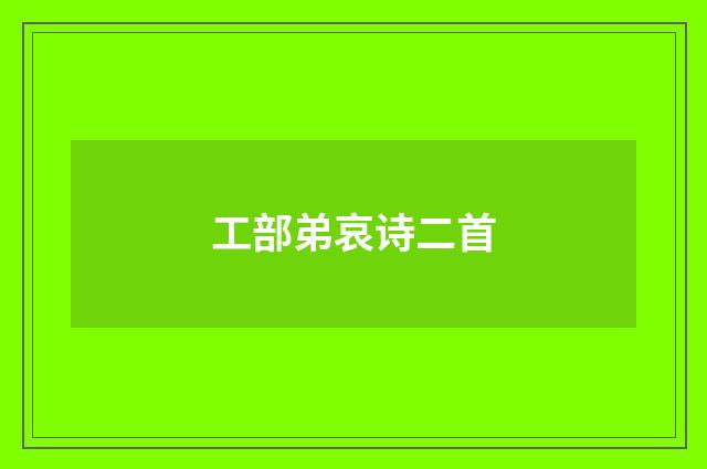 工部弟哀诗二首