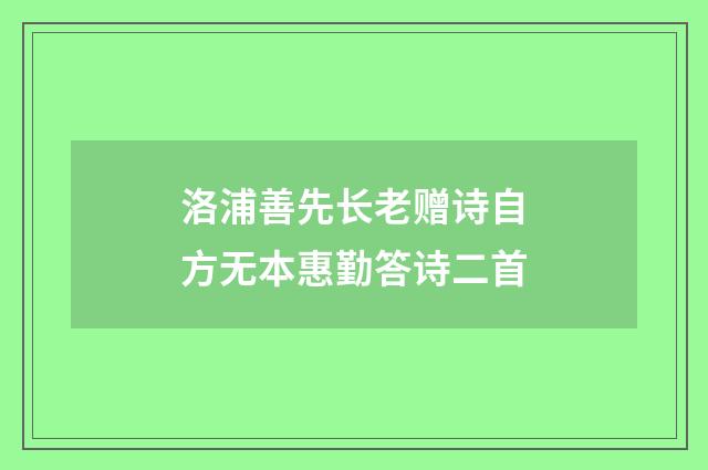 洛浦善先长老赠诗自方无本惠勤答诗二首