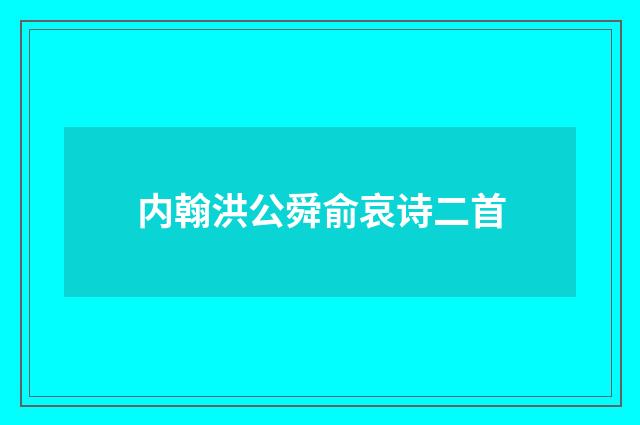 内翰洪公舜俞哀诗二首