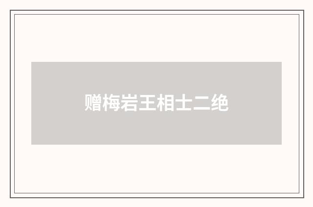 赠梅岩王相士二绝