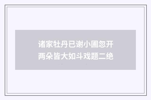 诸家牡丹已谢小圃忽开两朵皆大如斗戏题二绝
