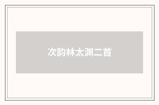 次韵林太渊二首