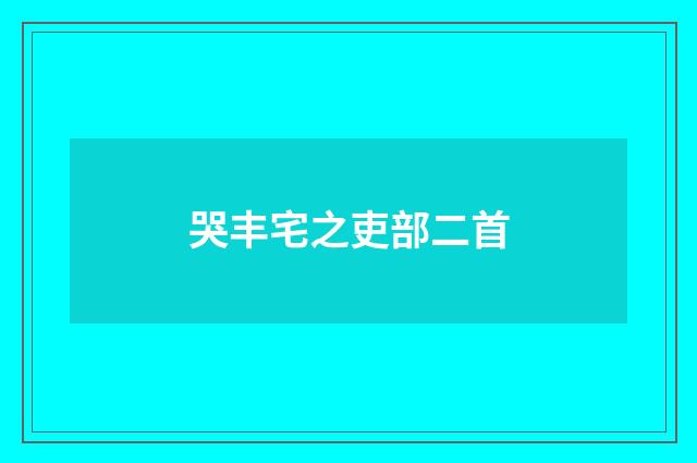 哭丰宅之吏部二首