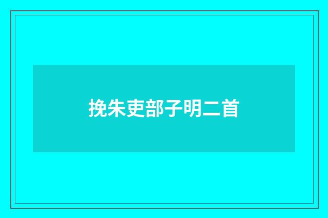 挽朱吏部子明二首