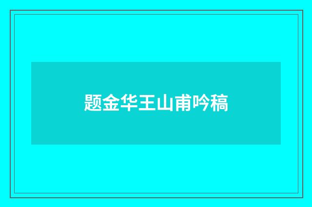 题金华王山甫吟稿
