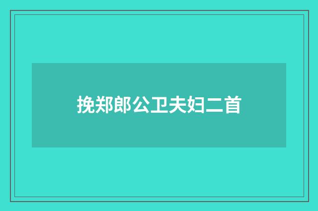 挽郑郎公卫夫妇二首