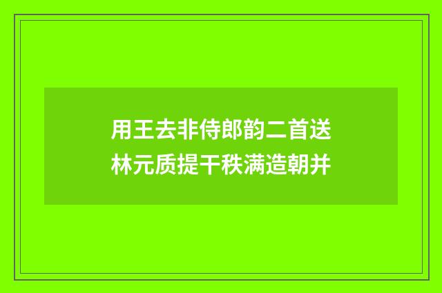 用王去非侍郎韵二首送林元质提干秩满造朝并