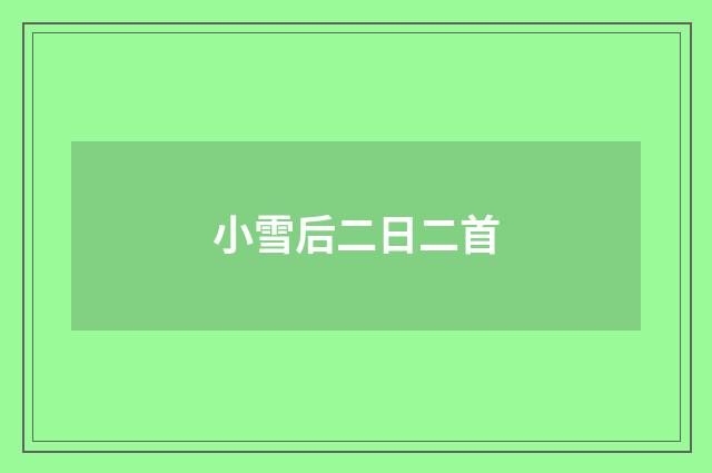 小雪后二日二首