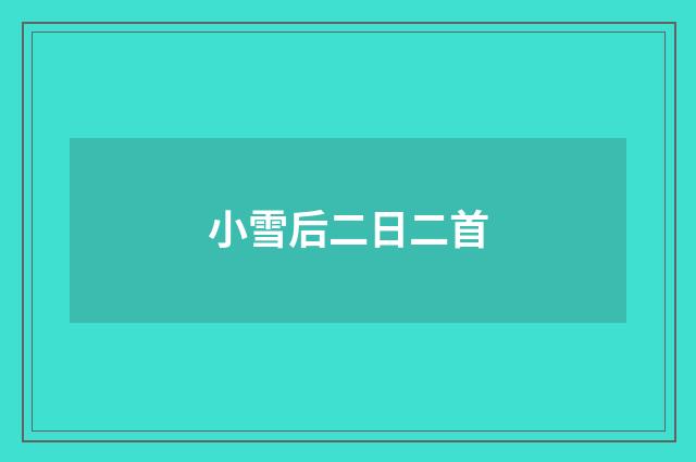 小雪后二日二首