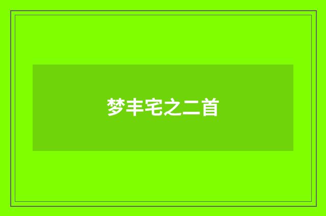 梦丰宅之二首