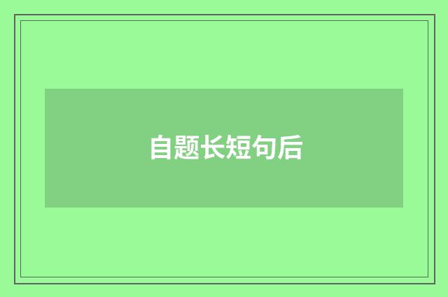 自题长短句后