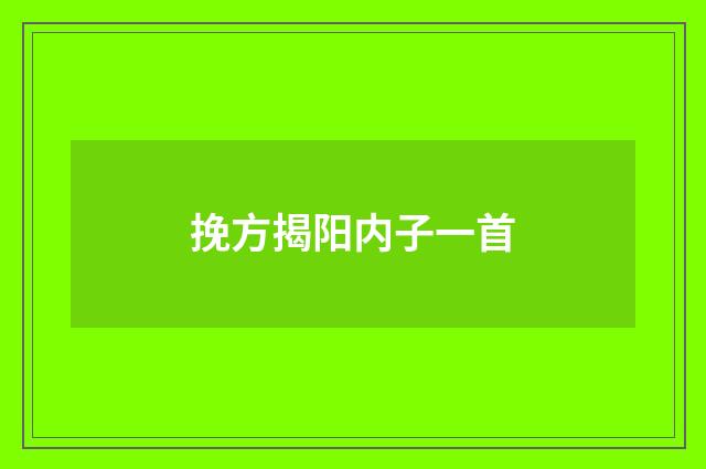 挽方揭阳内子一首