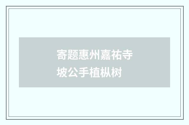 寄题惠州嘉祐寺坡公手植枞树