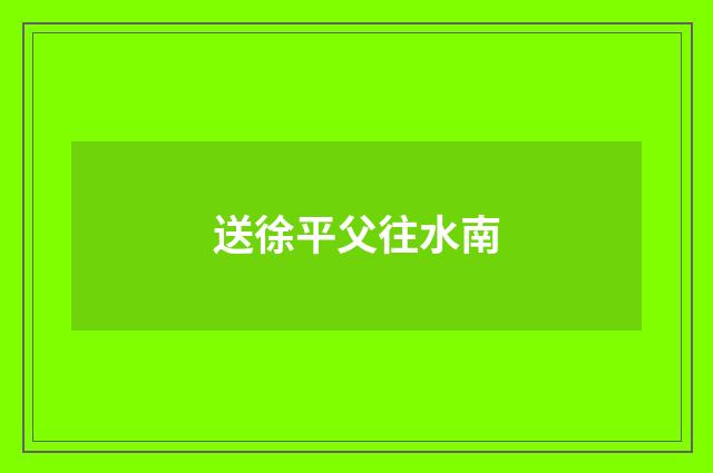 送徐平父往水南