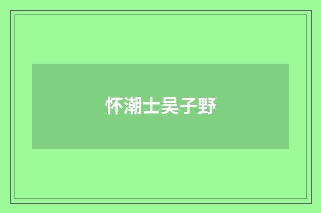 怀潮士吴子野