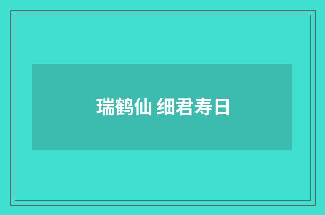 瑞鹤仙 细君寿日