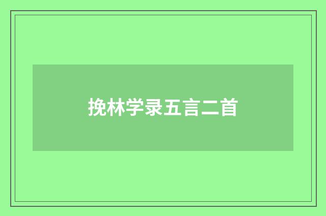 挽林学录五言二首