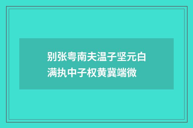 别张粤南夫温子坚元白满执中子权黄冀端微