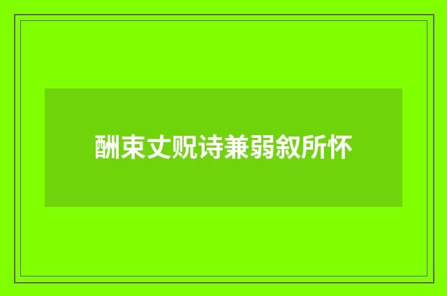 酬束丈贶诗兼弱叙所怀