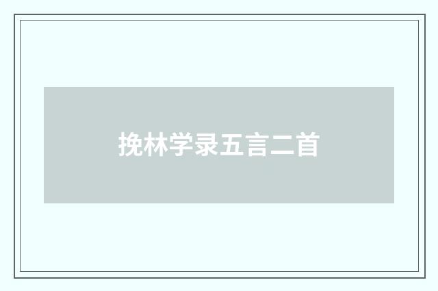 挽林学录五言二首